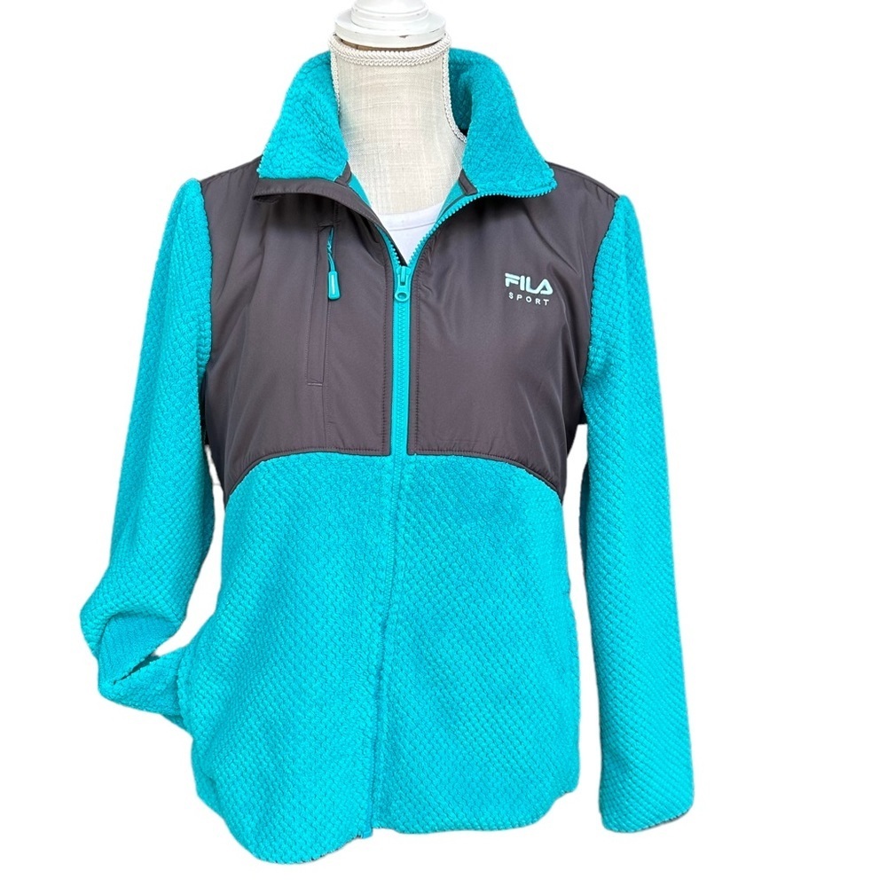 Fila Sport Womens Blue‎ & Grey  Full Zip Fleece Jacket Size L